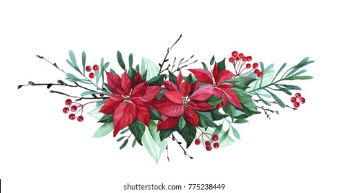 Watercolor Christmas Flowers