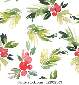 Watercolor Christmas Seamless Pattern