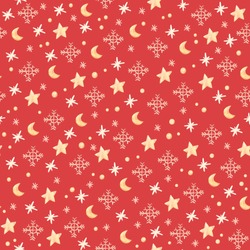 Watercolor Christmas Seamless Pattern With Snowflakes. Winter Background With Golden Stars, Moons And Snow. Perfect For Wrapping Paper, Fabric, Textile, Wedding Invitations, Packing