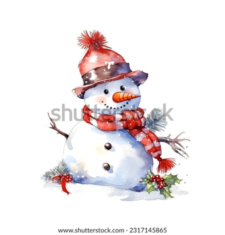 Watercolor Christmas Snowman Clipart Collection for Charming Holiday Designs