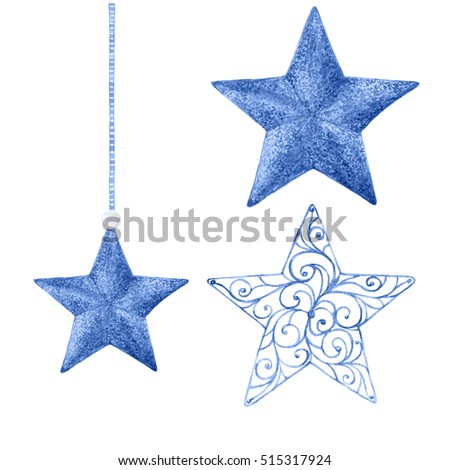 watercolor christmas stars christmas decorations decorative elements hand drawn watercolor illustration - Christmas Star Decorations watercolor christmas stars christmas decorations decorative elements hand drawn watercolor illustration - Christmas Star Decorations