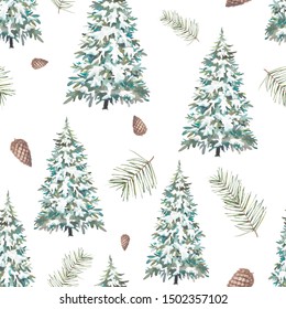 Vintage ceramic Christmas tree holiday JPG watercolor repeat seamless JPG pattern