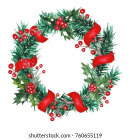 Watercolor Christmas Wreath