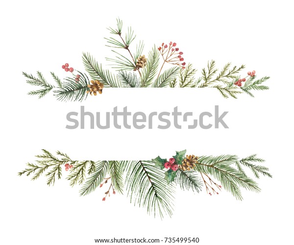 Immagini Natale 400 Pixel.Illustrazione Stock 735499540 A Tema Acquerello Ghirlanda Di Natale Con Rami
