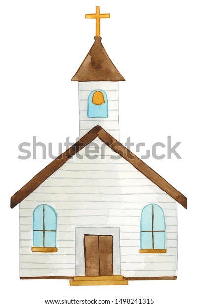 Ilustrasi Stok Watercolor Church Clipart Church Illustration 1498241315