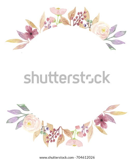水彩円枠花夏アレンジメント花柄手描き のイラスト素材