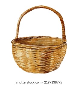 Watercolor Clipart Of Brown Basket