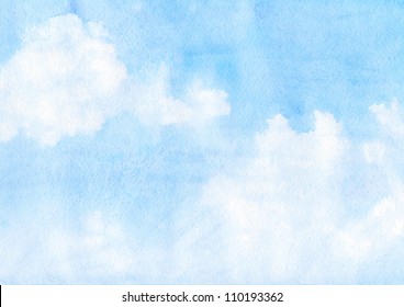 Watercolor Clouds And Sky Background