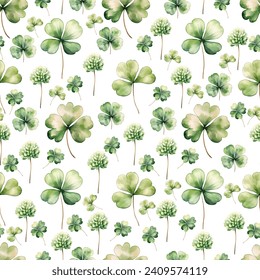 Watercolor clover, St.Patrick's Day seamless pattern, watercolor illustration, background. - Powered by Shutterstock