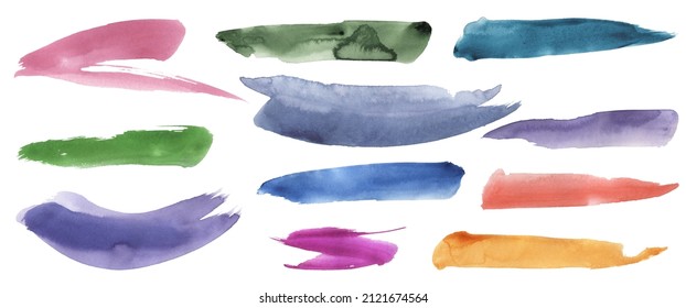 Watercolor color Backgrounds Clipart, Brush strokes illustration, Pastel violet, blue spots, Green Splashes Clip art, Yellow Drops, Design elements, Paint splatters set
