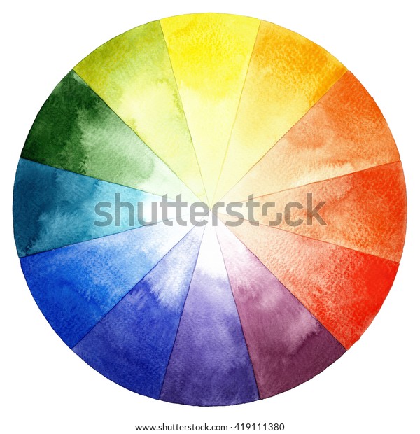 Watercolor Color Wheel Primary Secondary Tertiary Stock