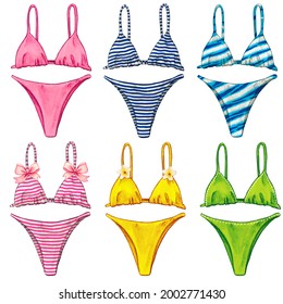 Watercolor Colorful Bikini Swimsuit Collection