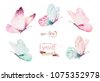 butterfly watercolor pink