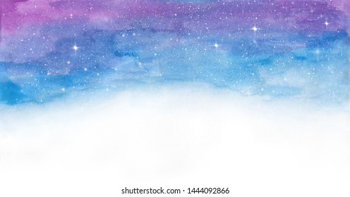 Watercolor colorful  space galaxy with star background