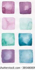 Watercolor Colorful Squares Set