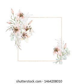 Watercolor Composition Flowers Pastel Colors Frame Stock Illustration ...