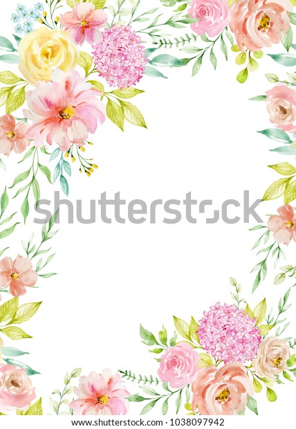 Watercolor Composition Flowers Pastel Colors Frame Stock Illustration ...