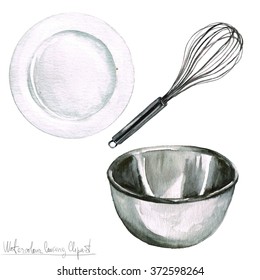 Watercolor Cooking Clipart - Kitchenware 