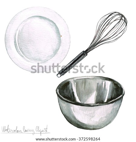 Watercolor Cooking Clipart - Kitchenware 