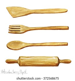 Watercolor Cooking Clipart - Utensils