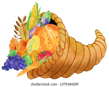 Watercolor Cornucopia Illustration