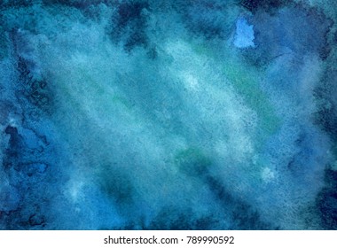 Watercolor cosmic texture with glowing stars. Night starry sky with paint strokes and swashes. astronomy illustration.