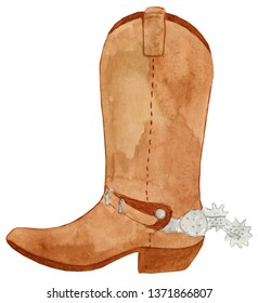 Watercolor Cowboy Boots Illustration