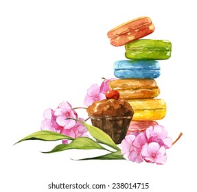 340 Pastel Dessert Watercolour Images, Stock Photos & Vectors 