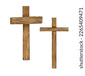 Watercolor crosses, Easter religious symbol for the design of church holidays
