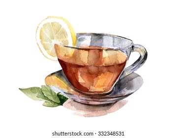 Watercolor, Cup Of Tea 