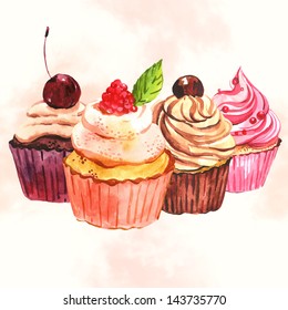 Watercolor Cupcake