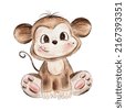 baby monkey watercolor