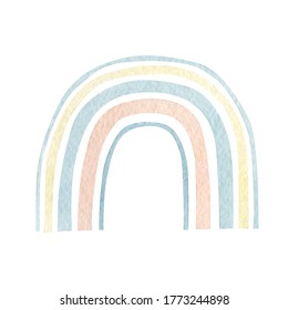 Watercolor Cute Freehand Aesthetic Rainbows Childrens Stock ...