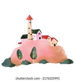 Watercolor Cute House Clipart  For Greeting Card