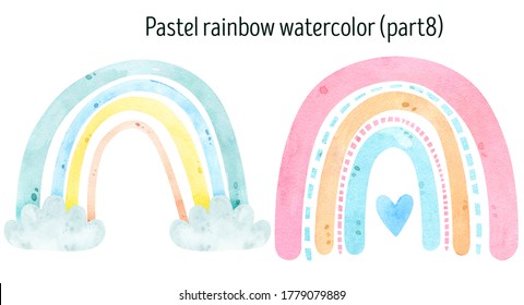 Watercolor Cute Rainbow, Cloud. Baby Illustrations, Scandinavian Print, Nursery Decor Sweet Dreams, Hello Little One, Dream Big. Baby Shower, Invitation, Greeting Card, Nursery Poster. Boho Rainbow	