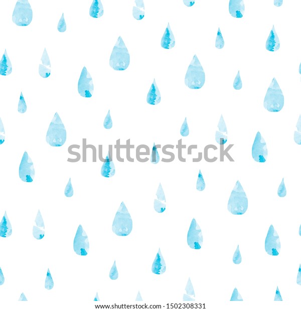 水彩かわいいシームレス模様雨 結婚式の招待 ホリデー グリーティングカード ポスター 本 封筒 フォトアルバム用の青い雨滴 のイラスト素材
