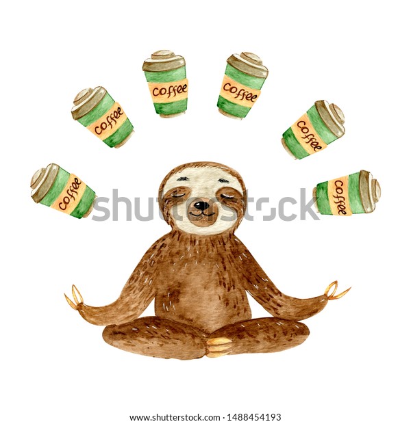 Yoga Cute Humorous Sloth Flow Yoga Funny Sloths in Yoga Poses