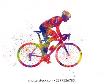 Watercolor cyclist with vibrant colors - Powered by Shutterstock