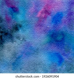 Watercolor Dark Space Blue Purple Background