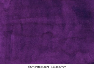 Watercolor Deep Grape Purple Color Background Texture, Hand Painted. Vintage Watercolour Dark Violet Backdrop.