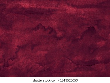 Watercolor Deep Maroon Texture Background Hand Painted. Watercolour Dark Red Color Backdrop. 