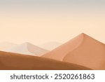 Watercolor desert background, mountains border. Aesthetic beige sand dune background. Watercolor beige sand dune background with copy space. Simple and minimal background.