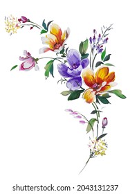 Watercolor Digital Flowers Textile Designer Fabric Stock Illustration ...