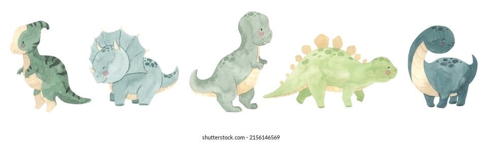 Watercolor dinosaur illustration for kids