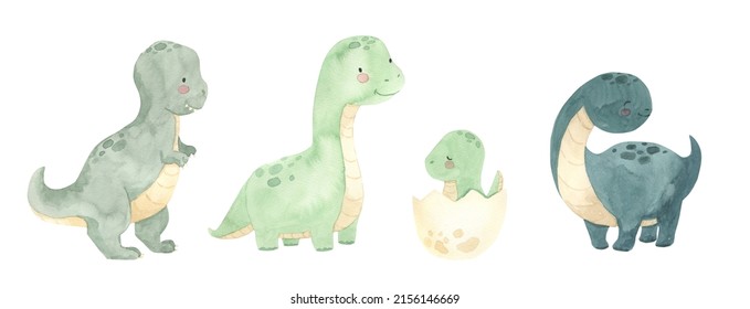 Watercolor dinosaur illustration for kids