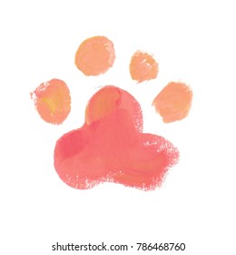 Watercolor Dog's Paw Illustration, Cat`s Paw