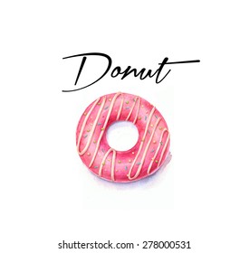 Watercolor Donut Illustration 