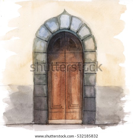 Watercolor of a door