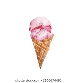 Watercolor Draw Ice Cream Clip Art Stock Illustration 2166674485 ...