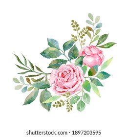 Hand Drawn Watercolor Flowers Bouquet Stock Illustration 640418962
